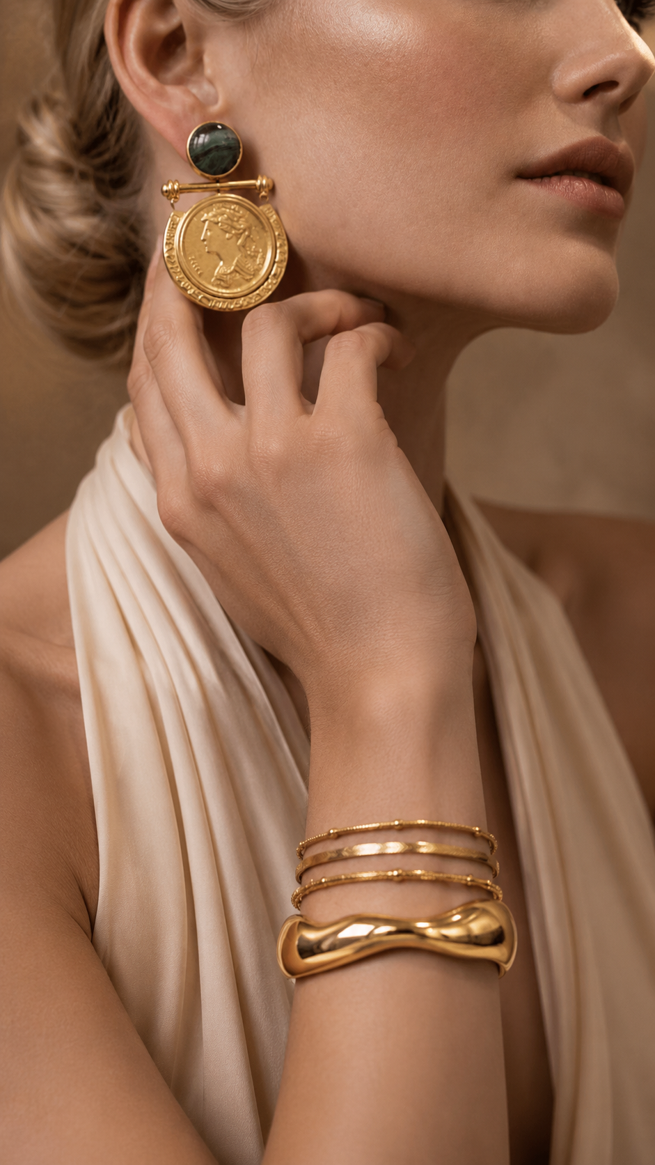 GLORIASAA stacked gold bracelets and cuff