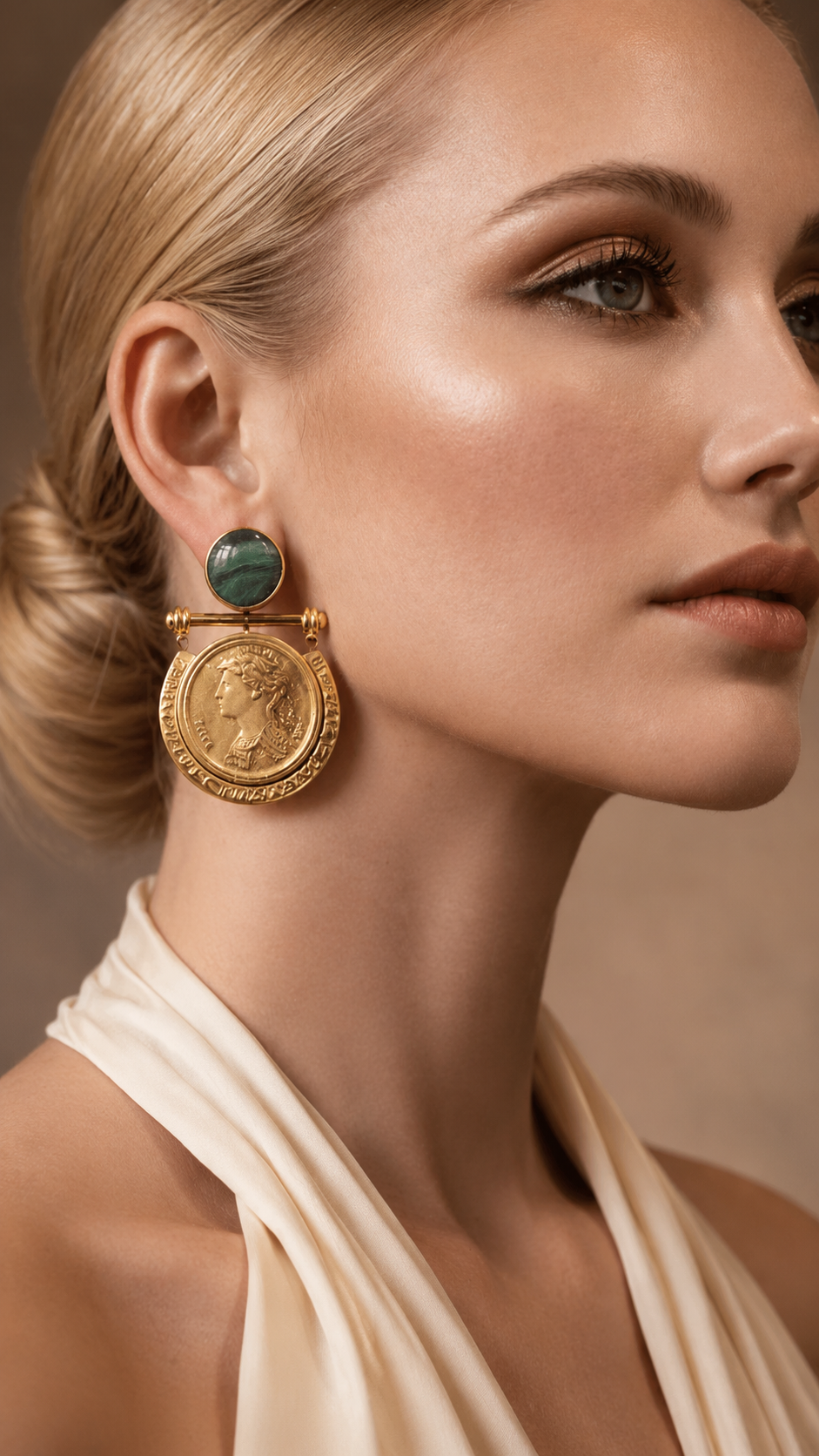 GLORIASAA gold coin statement earrings