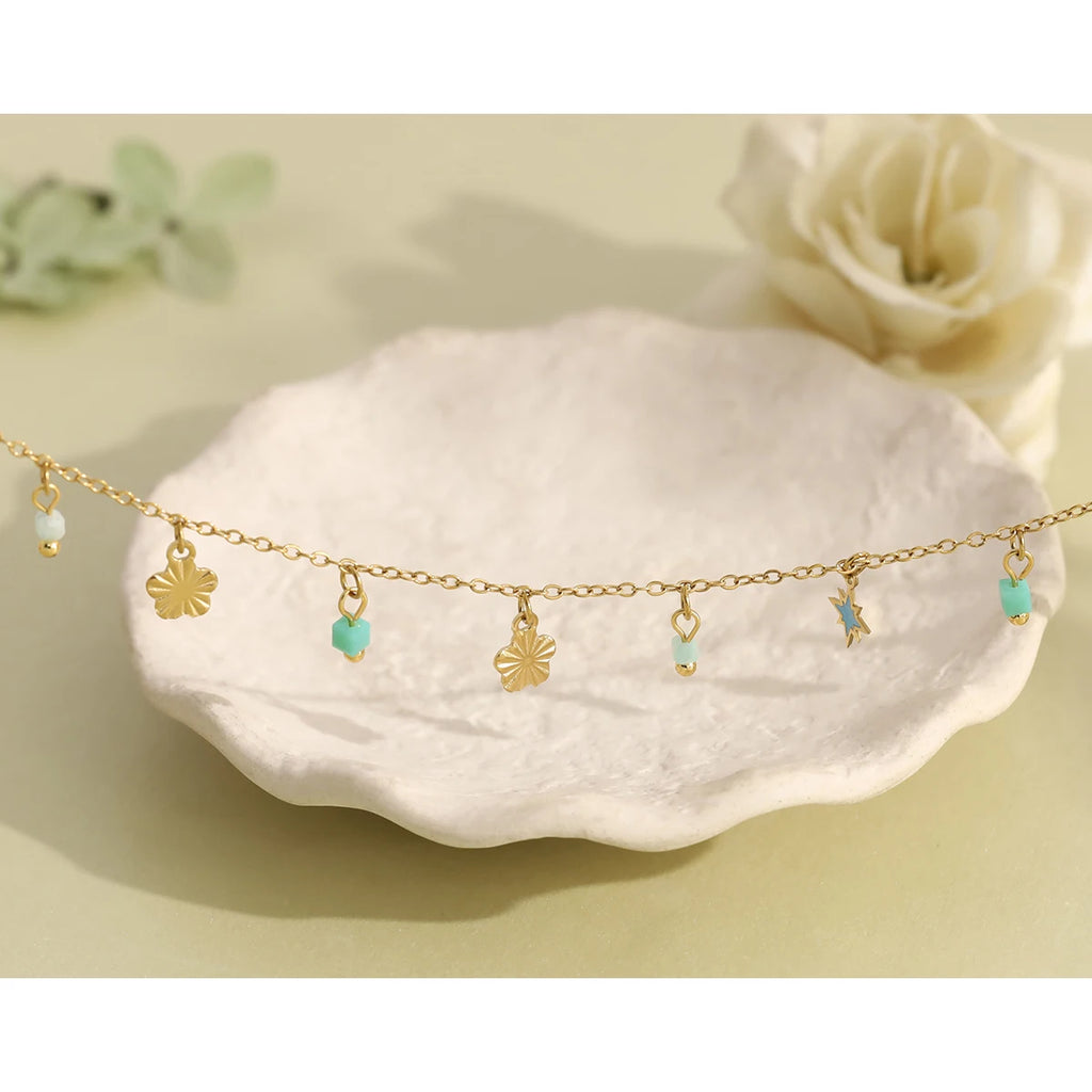 YACHAN 18K Gold Plated Stainless Steel Necklace for Women Exquisite Chic Charms Trendy Elegant Vintage Waterproof Jewelry