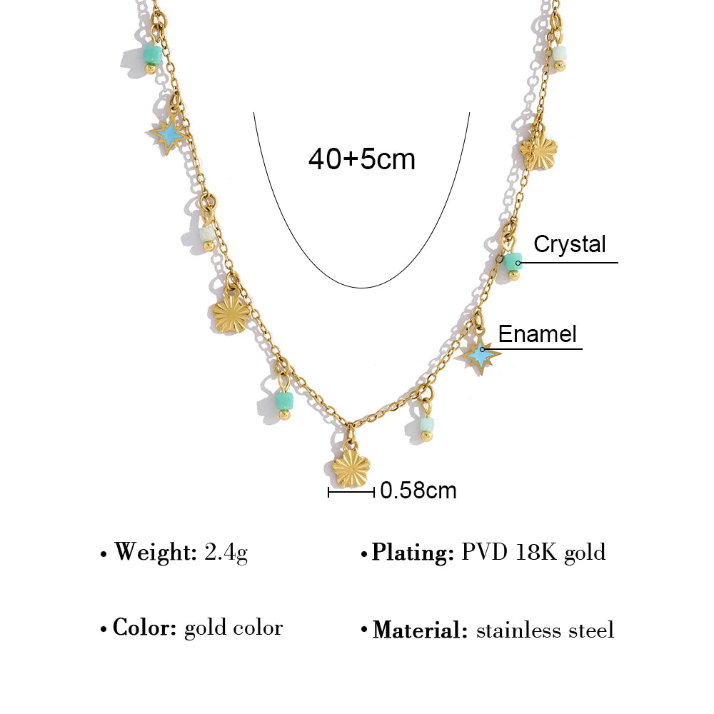 YACHAN 18K Gold Plated Stainless Steel Necklace for Women Exquisite Chic Charms Trendy Elegant Vintage Waterproof Jewelry