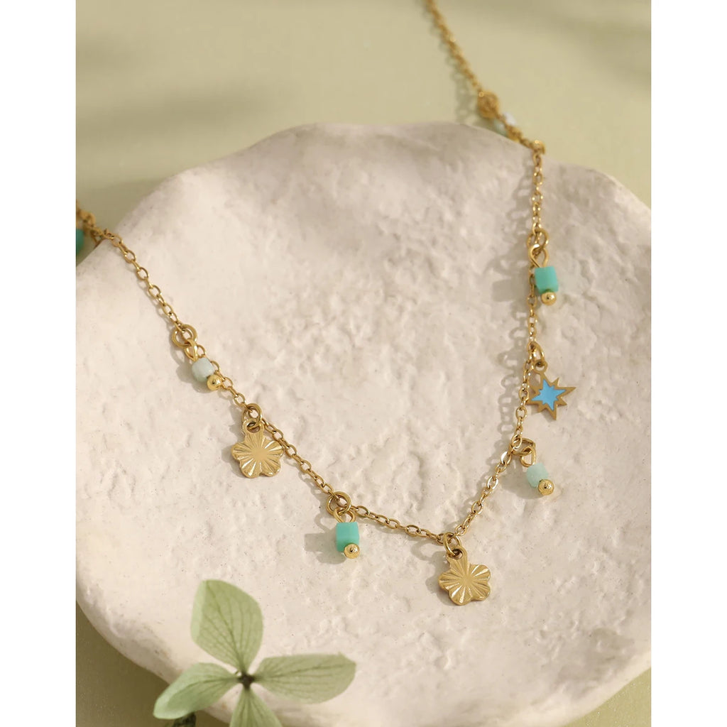 YACHAN 18K Gold Plated Stainless Steel Necklace for Women Exquisite Chic Charms Trendy Elegant Vintage Waterproof Jewelry
