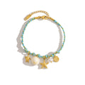 YACHAN Boho Ocean Pendant Necklace for Women 18K Gold Plated Stainless Steel Charms Vintage Bracelet Jewelry Set Waterproof
