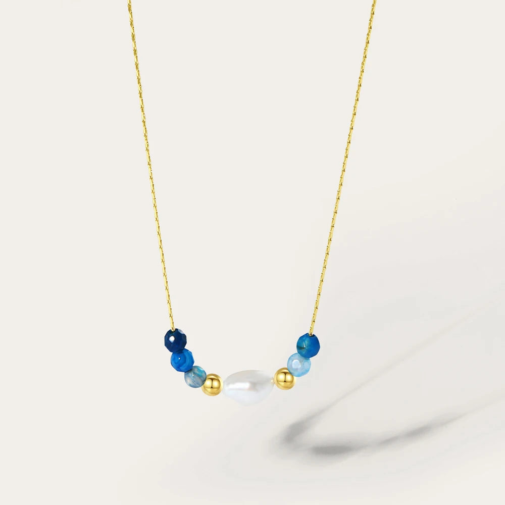 YACHAN Stainless Steel Golden Sweater Necklace Rope Chain Bead Beads Pearl Pendant for Woman Trendy Jewelry 4 Color