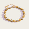 YACHAN Luxury Cubic Zirconia Stainless Steel Beaded Bracelet for Women Exquisite Chic 18K Gold Plated Waterproof Jewelry
