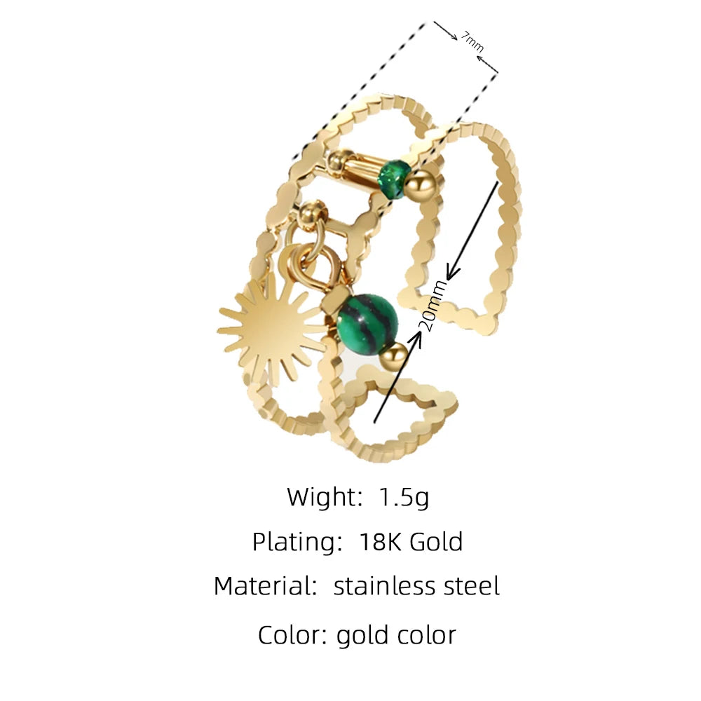 YACHAN Fashion Geometry Star Pendants Rings Stainless Steel Gold Plated High Quality Waterproof Jewelry