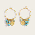 YACHAN Vintage Blue Stone Stainless Steel Hoop Earrings for Women Chic Charms Exquisite 18K Gold Plated Jewelry