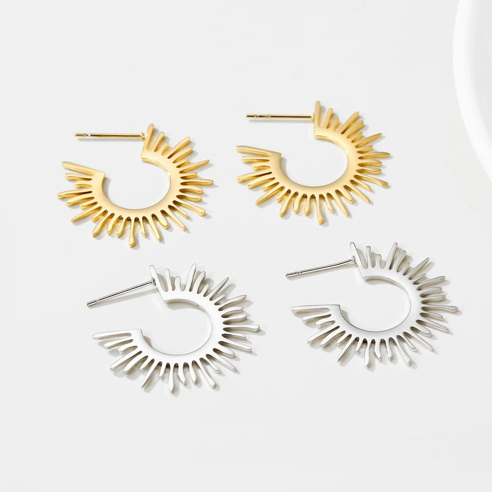 YACHAN Punk Stainless Steel Metal Hoop Earrings for Women Charm Statement Y2K Jewelry