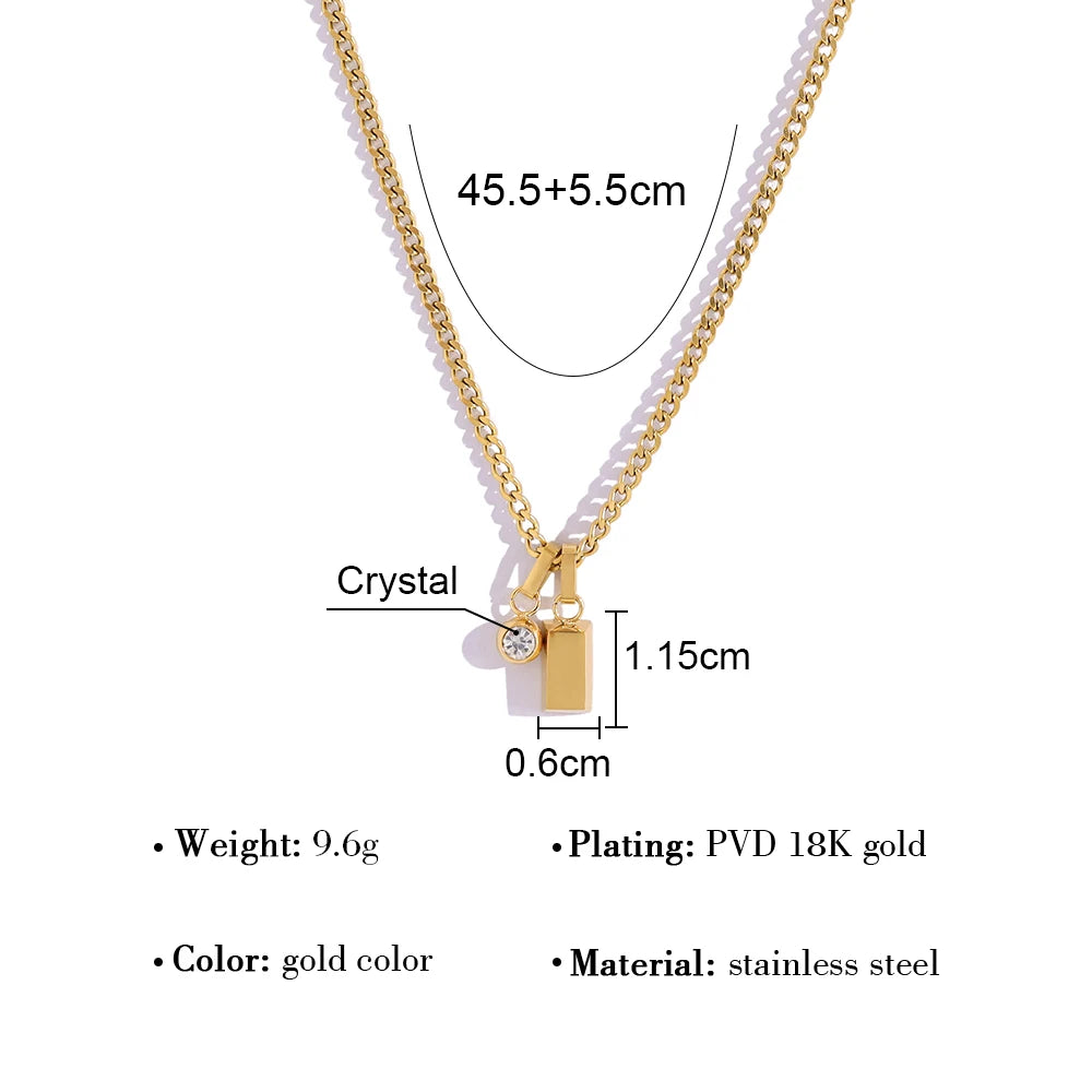 YACHAN 18K Gold Plated Metal Solid Stainless Steel Pendant Necklace for Women Thick Charm Trendy Tarnish Free Jewelry