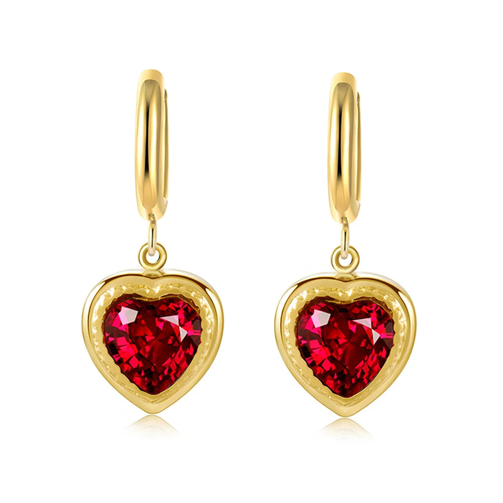 YACHAN Luxury Zircon Crystal Heart Dangle Earrings for Women Trendy Classic Charm Jewelry