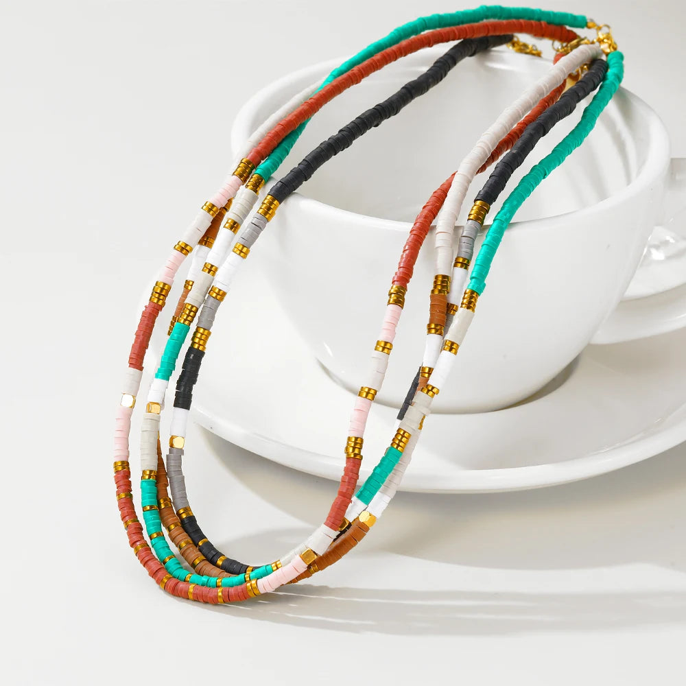 YACHAN Colorful Acrylic Beaded Necklace for Women Handmade Making Bead Necklaces Stainless Steel Beads Trendy Jewelry Gift