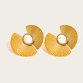 YACHAN Stainless Steel Big Stud Earrings for Women Imitation Pearl Flowers Hyperbolic Metal 18K Gold Plated Trendy Jewelry Gift