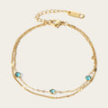 YACHAN Stainless Steel Double Layer Splic Chain Bracelets Crystal Inlay 18K Gold Plated Chains Bracelet Simple Trendy Jewelry