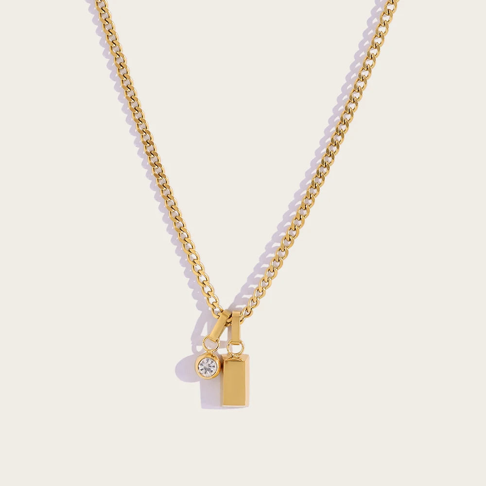 YACHAN 18K Gold Plated Metal Solid Stainless Steel Pendant Necklace for Women Thick Charm Trendy Tarnish Free Jewelry