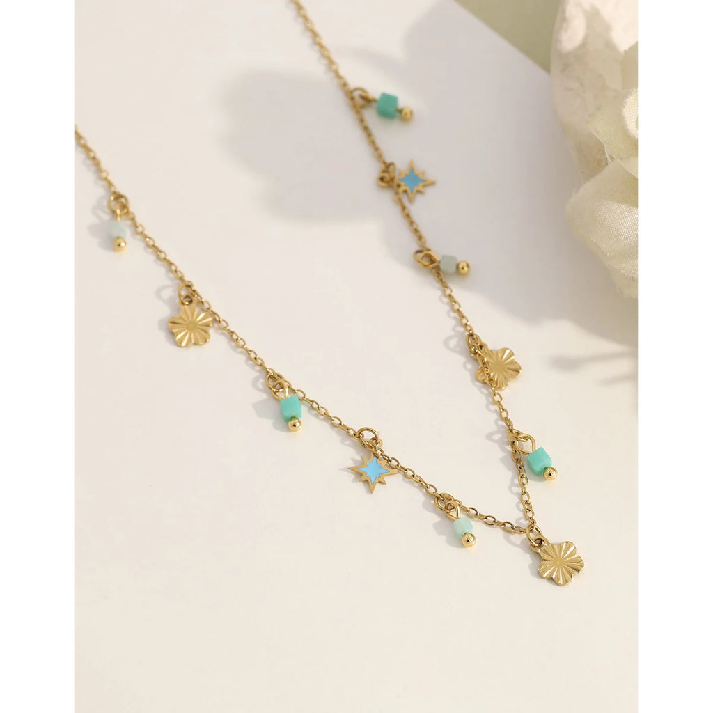 YACHAN 18K Gold Plated Stainless Steel Necklace for Women Exquisite Chic Charms Trendy Elegant Vintage Waterproof Jewelry