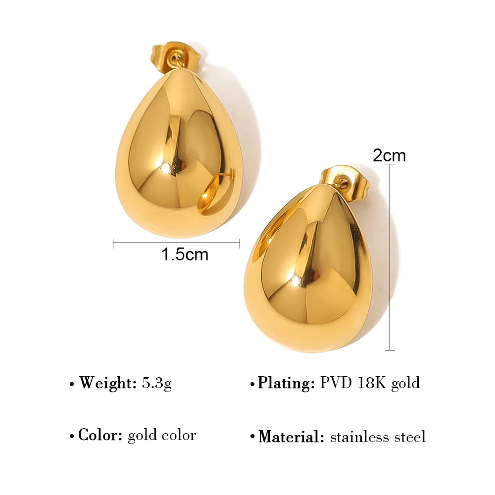 YACHAN 18K Gold Plated Glossy Stainless Steel Earrings for Women Simple Chic Drop Earring High Quality Jewelry