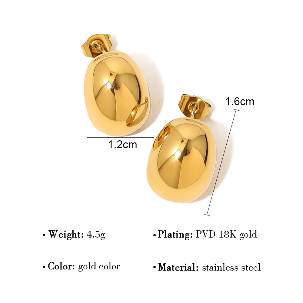 YACHAN New in Stainless Steel Piercing Earrings for Women 18K Gold Plated Glossy Stud Earring Trendy Jewelry