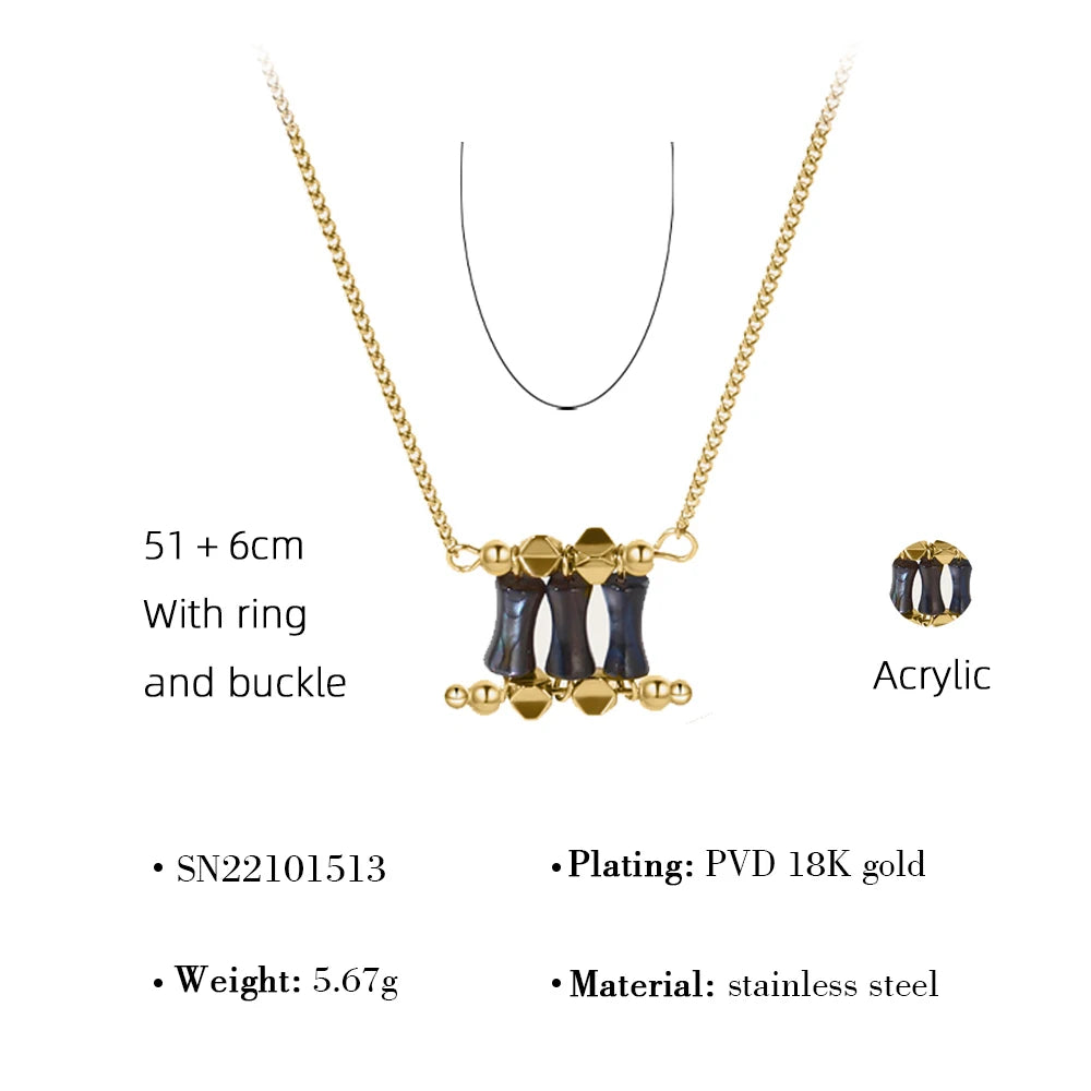 YACHAN 18K Gold Plated Stainless Steel Chain Necklace for Women Chains Irregular Acrylic Pendant Necklaces Trendy Jewellery