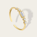 YACHAN Gold Plated Stainless Steel Fashion Classic Simple Zircon Crystal Rings for Women Wedding Jewelry