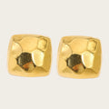 YACHAN Statement Stainless Steel Stud Earrings for Women Irregular Metal Hammered 18K Gold Plated Jewelry