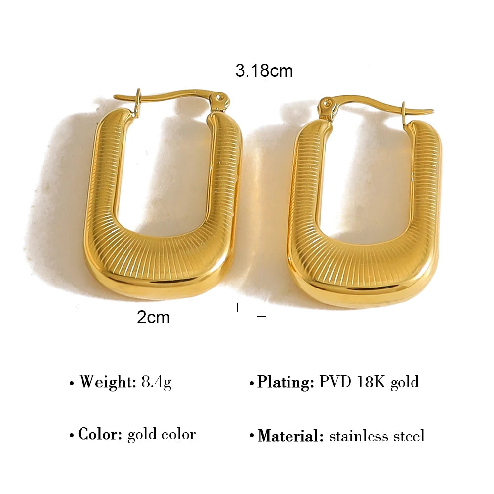 YACHAN 18K Gold Plated Stainless Steel Geometric Hoop Earrings for Women Vintage Statement Tarnish Free Jewelry