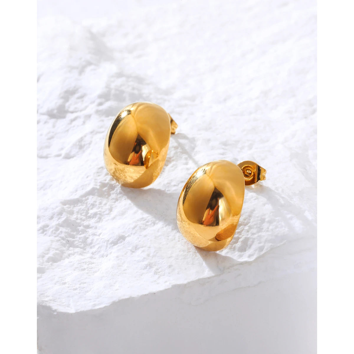 YACHAN New in Stainless Steel Piercing Earrings for Women 18K Gold Plated Glossy Stud Earring Trendy Jewelry