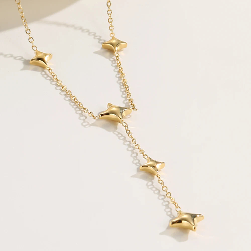 YACHAN Stainless Steel Chain Necklace for Woman 18K Gold Plated Chains Stars Pendant Necklaces 2023 Trendy Jewelry Gift