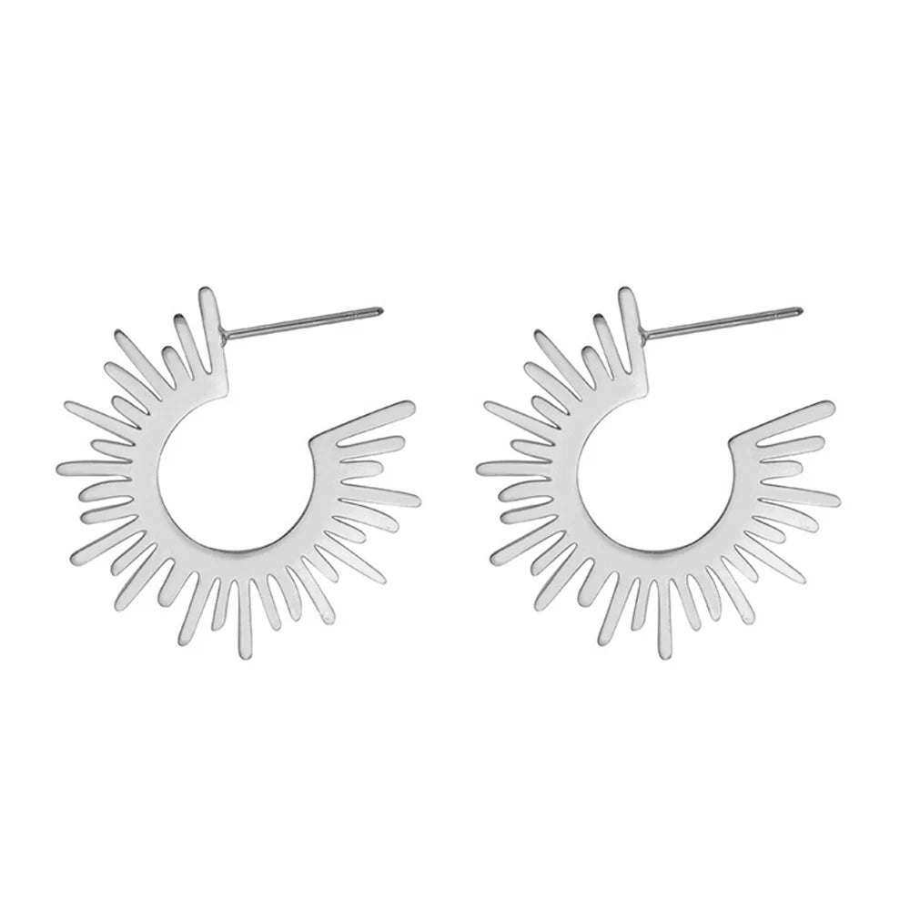 YACHAN Punk Stainless Steel Metal Hoop Earrings for Women Charm Statement Y2K Jewelry