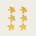 YACHAN 18K Gold Plated Stainless Steel Long Drop Earrings for Women Irregular Flowers Dangle Earring Vintage Jewelry