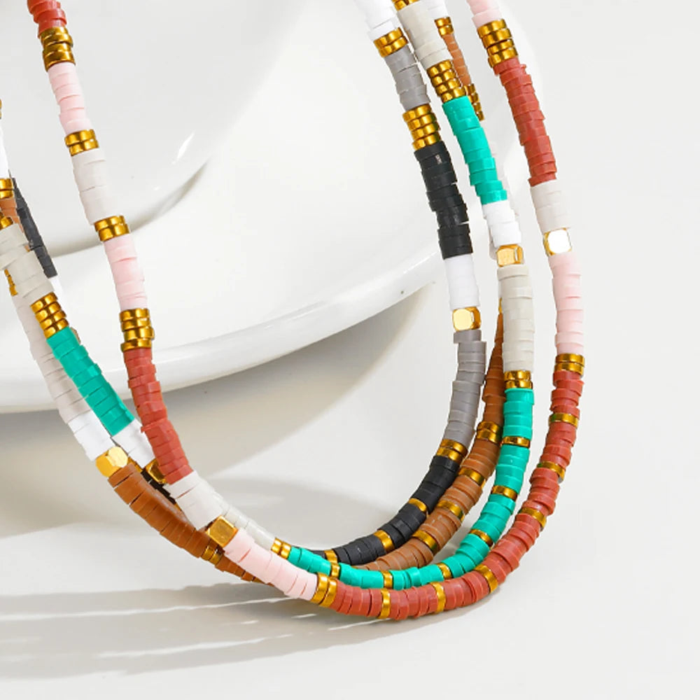 YACHAN Colorful Acrylic Beaded Necklace for Women Handmade Making Bead Necklaces Stainless Steel Beads Trendy Jewelry Gift