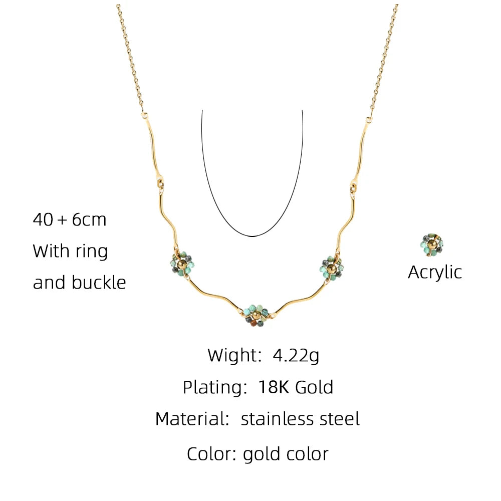 YACHAN Stainless Steel Splice Chain Necklace for Women Acrylic 18K Gold Plated Chains Natural Stone Necklaces Trendy Jewellery