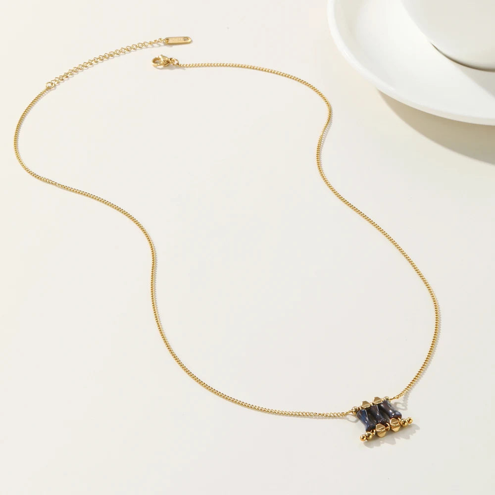YACHAN 18K Gold Plated Stainless Steel Chain Necklace for Women Chains Irregular Acrylic Pendant Necklaces Trendy Jewellery