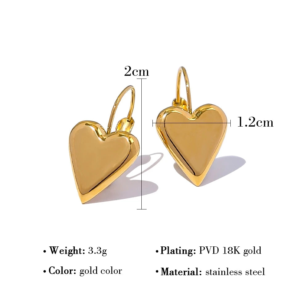 YACHAN 18K Gold Plated Stainless Steel Heart Hoop Earrings for Women Simple Luxury Korean Fashion Designer Jewelry