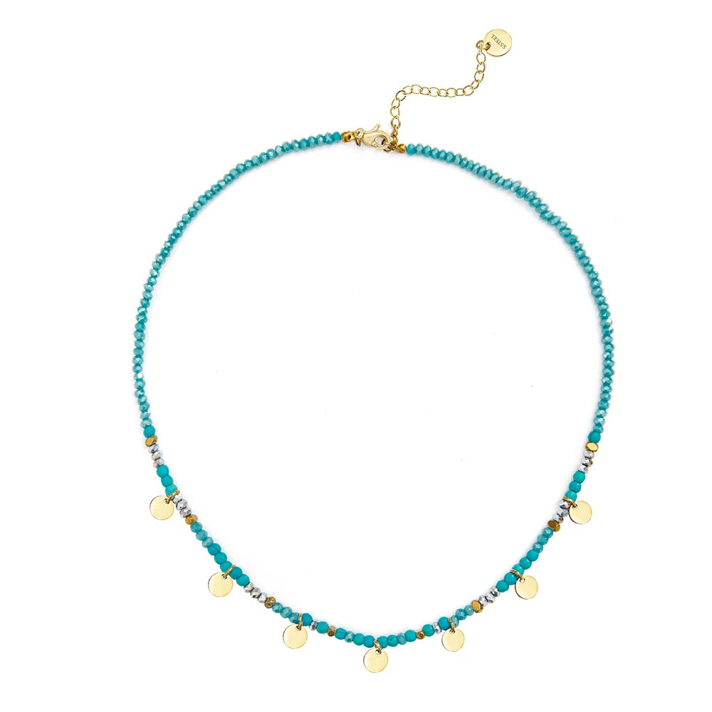 YACHAN Bohemia Colorful Acrylic Beaded Necklace for Women Handmade Bead Stainless Steel round Pendant Necklaces Trendy Jewelry
