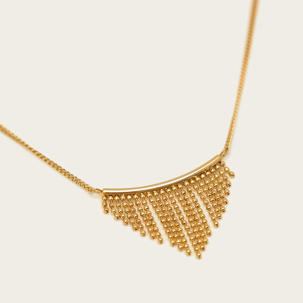 YACHAN Trendy Stainless Steel Gold Plated Chains Necklace for Women Simple Charm Beads Metal Tassels Waterproof Jewelry