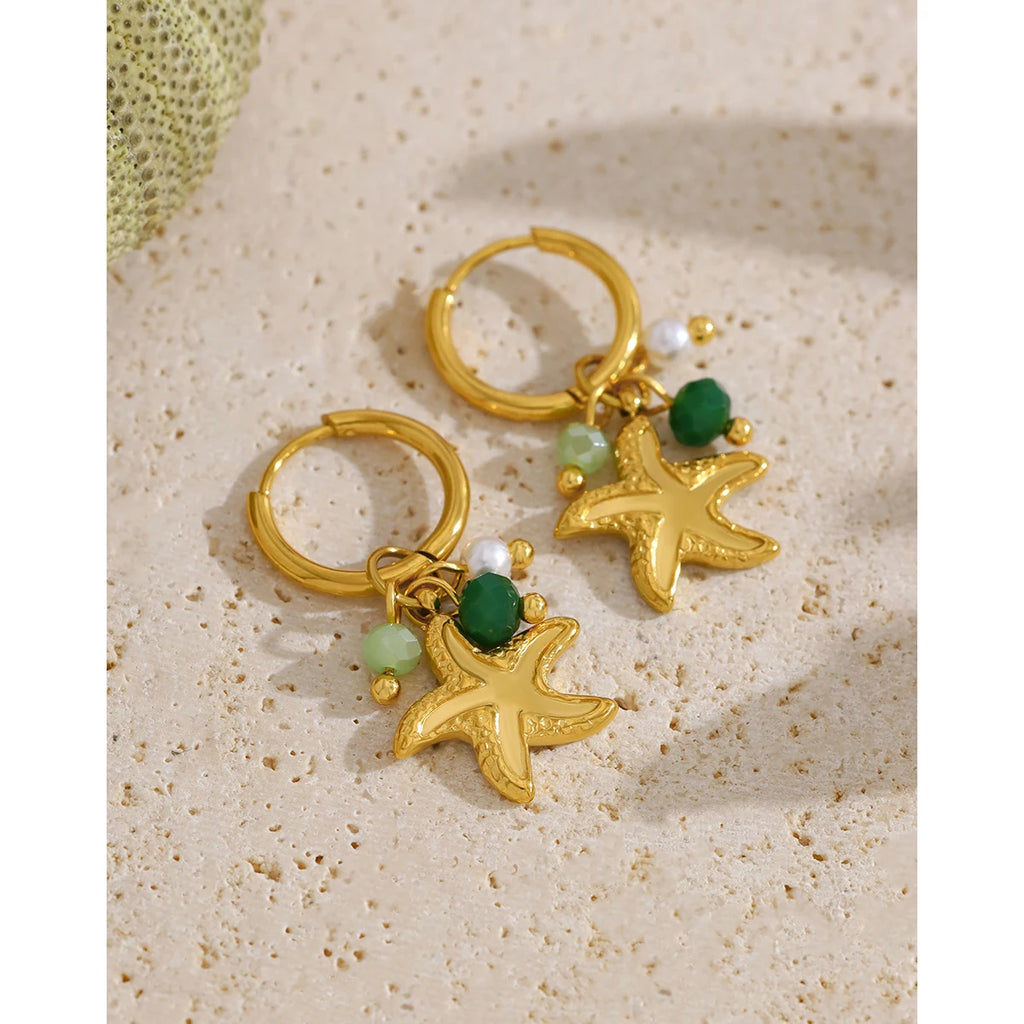 YACHAN New in Irregular Star Charm Stainless Steel Hoop Earrings for Women 18K Gold Plated Chic Trendy Waterproof Jewelry