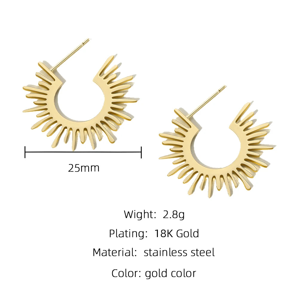 YACHAN Punk Stainless Steel Metal Hoop Earrings for Women Charm Statement Y2K Jewelry