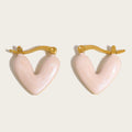 YACHAN New in Stainless Steel Heart Hoop Earrings for Women Pink Black Red Enamel Vintage Chic Waterproof Jewelry