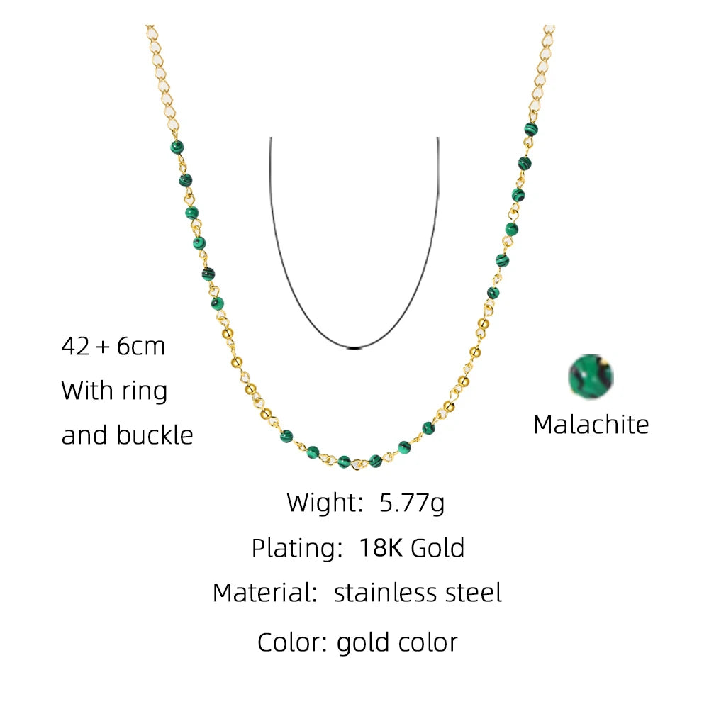 YACHAN Beaded Stainless Steel Gold Chains Splice Necklace for Women 18K Gold Plated Chain Beads Necklaces Trendy Jewelry Gift
