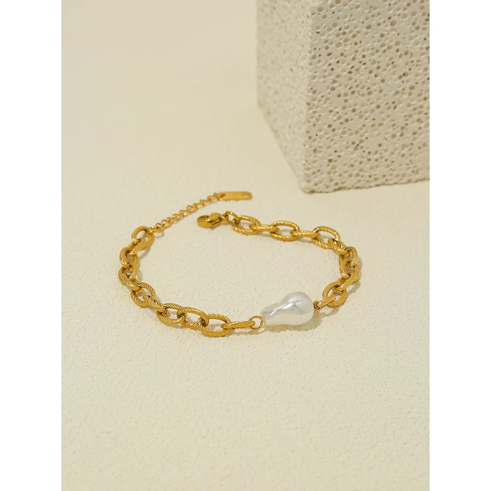 YACHAN 18K Gold Plated Stainless Steel Bracelets for Women Punk Chunky Chains Trendy Jewelry Waterproof