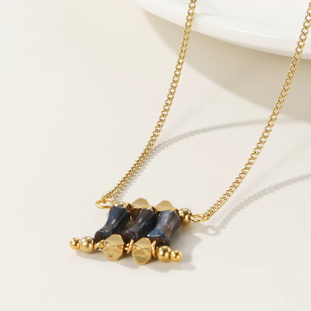 YACHAN 18K Gold Plated Stainless Steel Chain Necklace for Women Chains Irregular Acrylic Pendant Necklaces Trendy Jewellery