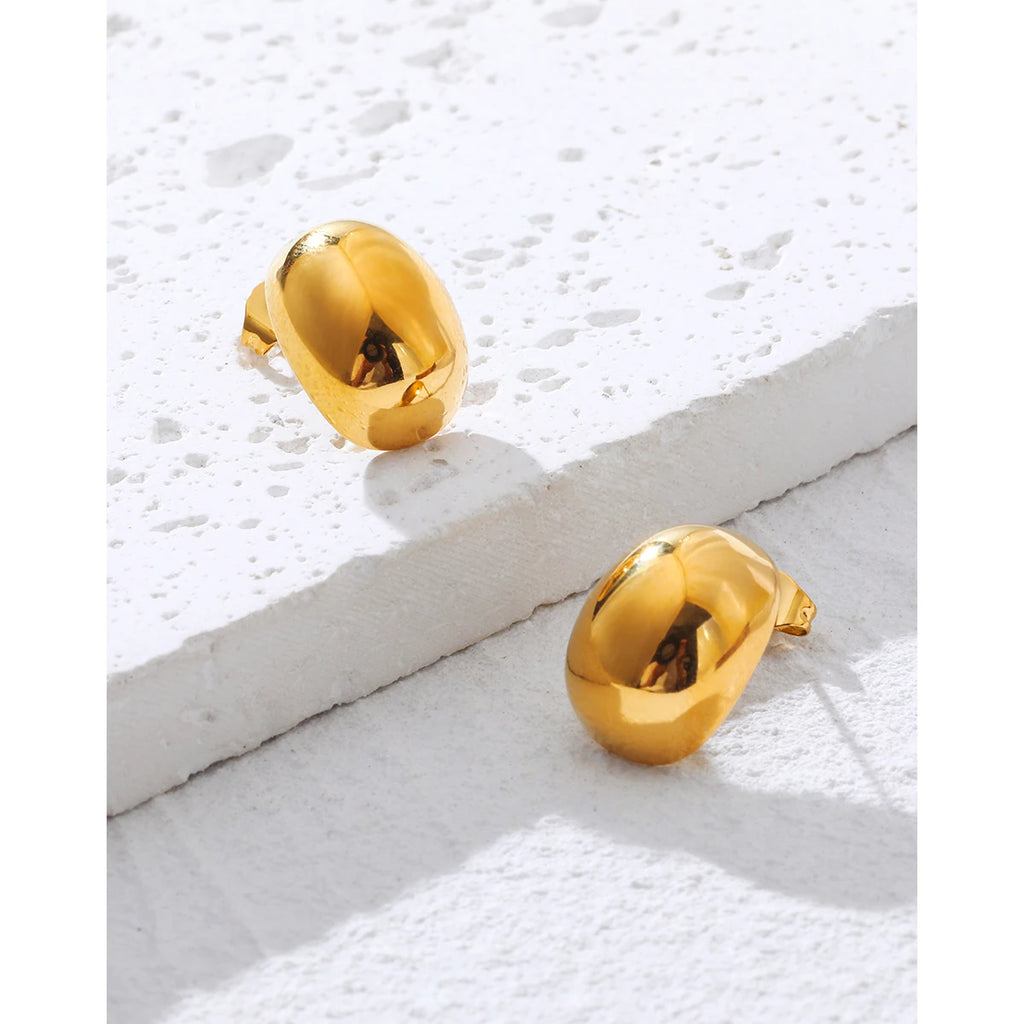 YACHAN New in Stainless Steel Piercing Earrings for Women 18K Gold Plated Glossy Stud Earring Trendy Jewelry