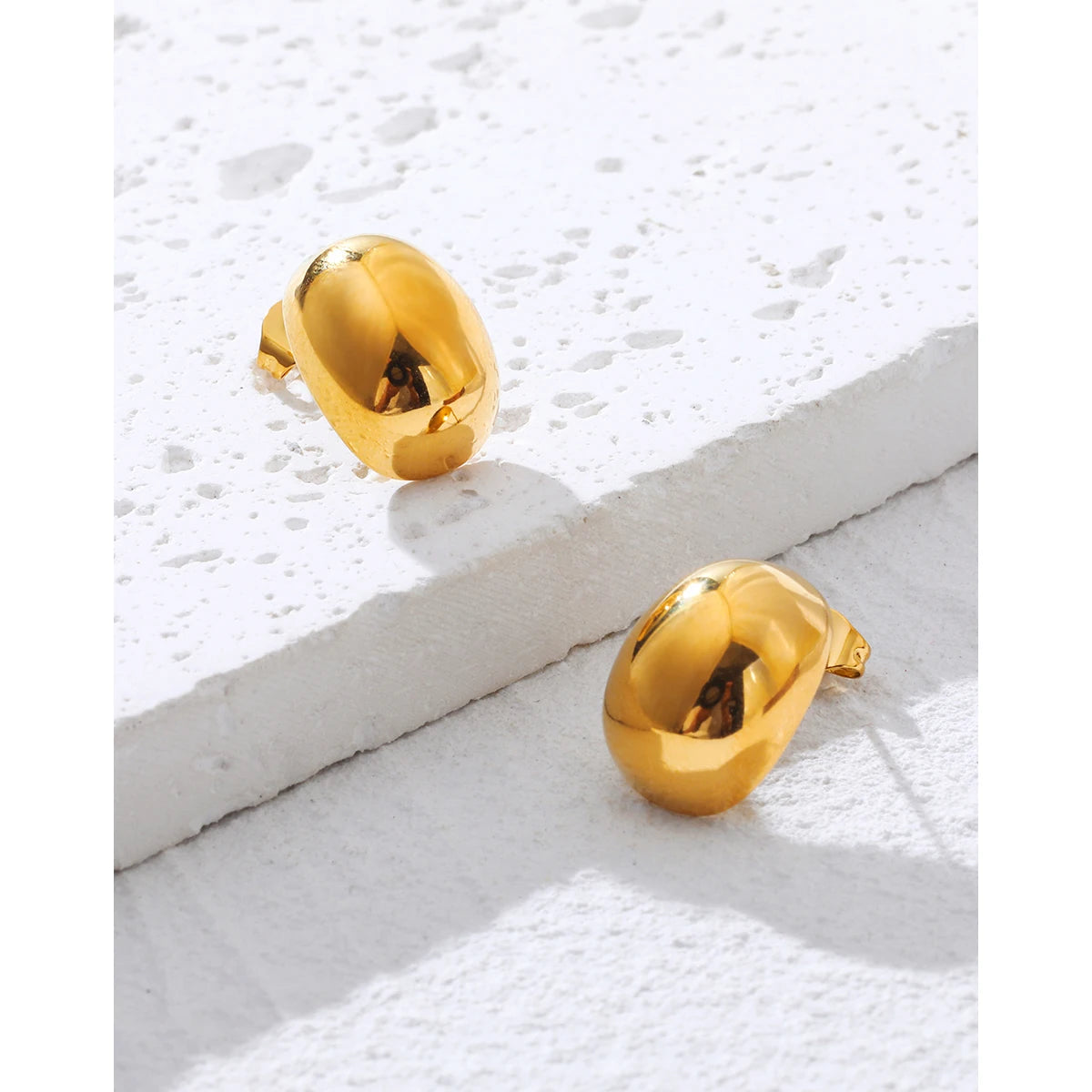 YACHAN New in Stainless Steel Piercing Earrings for Women 18K Gold Plated Glossy Stud Earring Trendy Jewelry