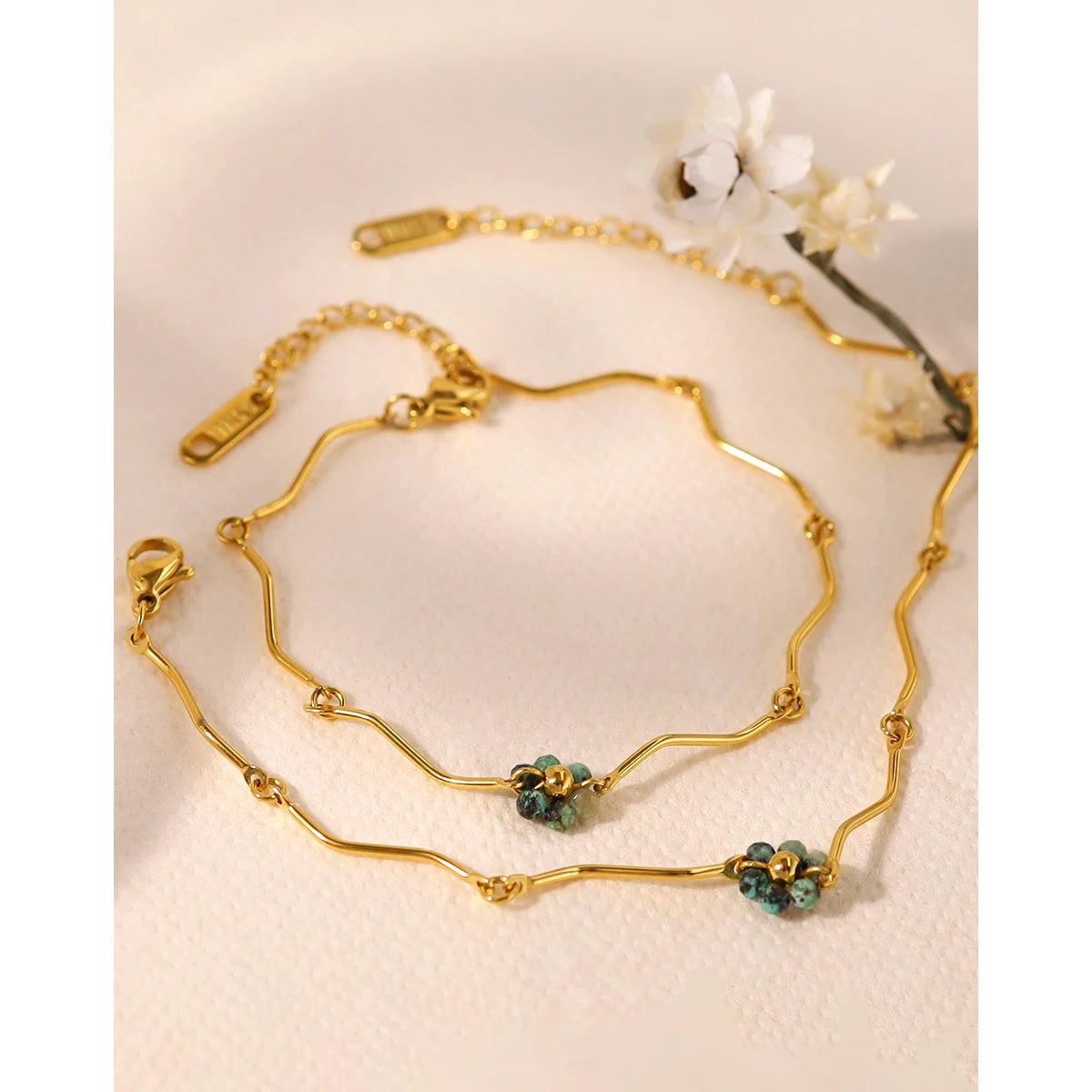 YACHAN 18K Gold Plated Stainless Steel Bracelet for Women Luxury Elegant Natural Stone Charms Trendy Jewelry Waterproof