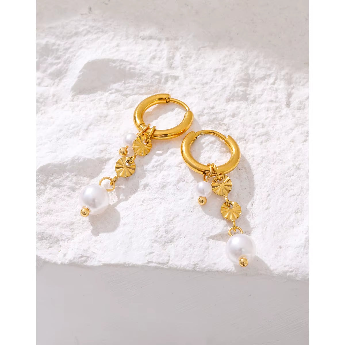 YACHAN New in Stainless Steel Hoop Earrings for Women Luxury Baroque Pearl Charms Drop Earring Waterproof Jewelry