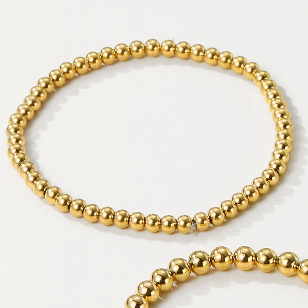 YACHAN High Quality Stainless Steel Beaded Bracelets for Women Charms round Bead Bracelet Simple Trendy Charm Jewelry