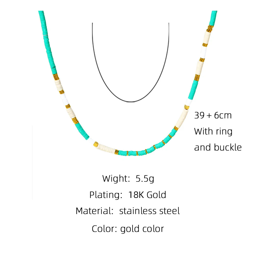 YACHAN Colorful Acrylic Beaded Necklace for Women Handmade Making Bead Necklaces Stainless Steel Beads Trendy Jewelry Gift