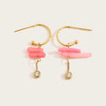 YACHAN Irregular Pink Coral Irregular Dangle Earrings for Women Trendy Elegant Charm 18K Gold Plated Stainless Steel Jewelry