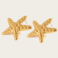 YACHAN Irregular Star Drop Earrings for Women Creative Metal Starfish 18K Gold Plated Statement Waterproof Jewelry