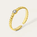 YACHAN Stainless Steel Gold Plated Cubic Zirconia Rings for Women Adjustable Opening Simple Irregular Shape Ring Trendy Jewelry