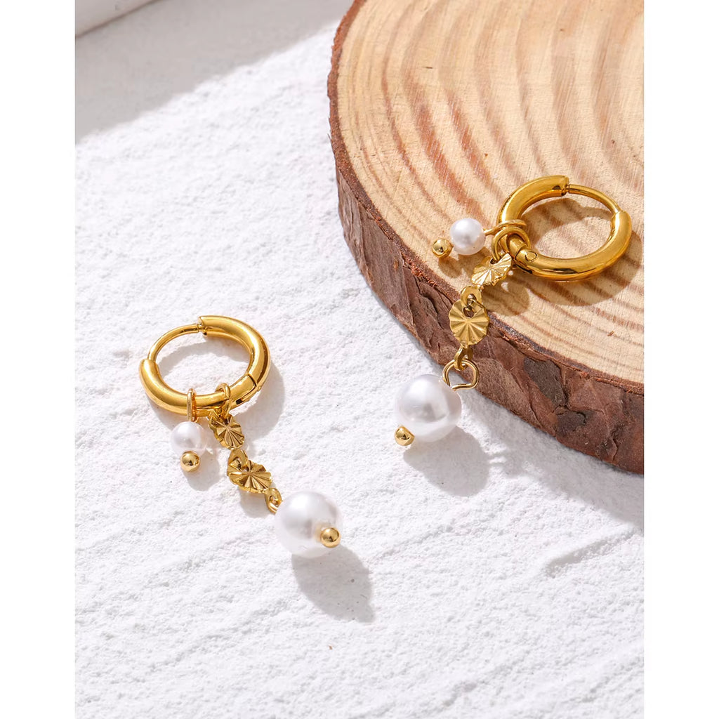 YACHAN New in Stainless Steel Hoop Earrings for Women Luxury Baroque Pearl Charms Drop Earring Waterproof Jewelry